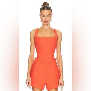 Orange Sleeveless Women's Romper